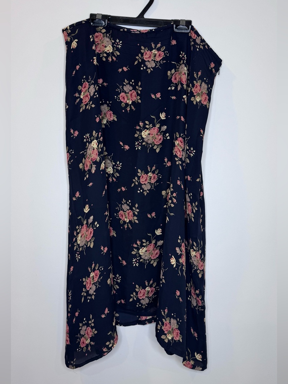 Vintage Ralph Lauren Floral Skirt Blue And Pink Silk Cowgirl Cottage Prairie 16